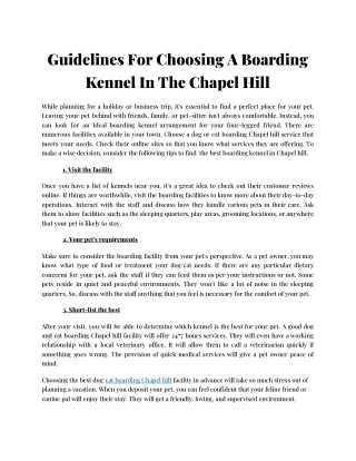 guidelines for choosing a boarding kennel