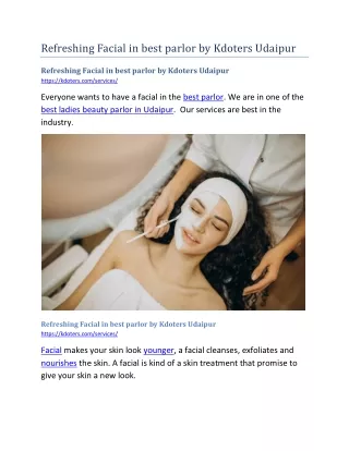 refreshing facial in best parlor by kdoters