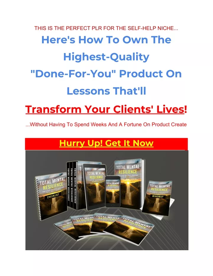 this is the perfect plr for the self help niche