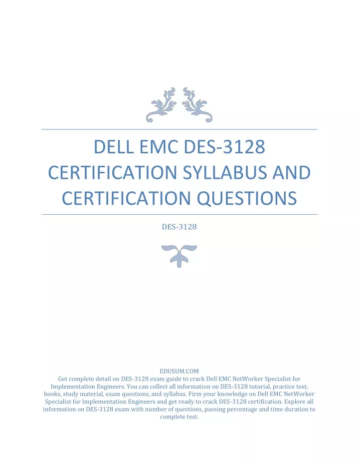 dell emc des 3128 certification syllabus