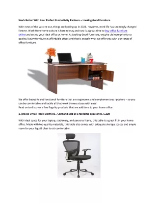 Work Better With Your Perfect Productivity Partners – Looking Good Furniture