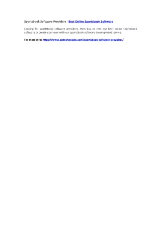 sportsbook software providers best online