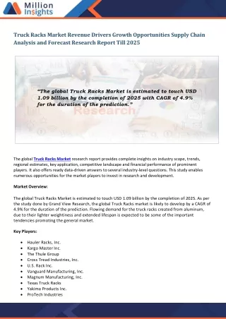 truck racks market revenue drivers growth