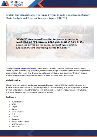 protein ingredients market revenue drivers growth