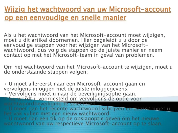 wijzig het wachtwoord van uw microsoft account op een eenvoudige en snelle manier