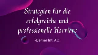 Strategien für eine berufliche Karriere | Bemer Int. AG