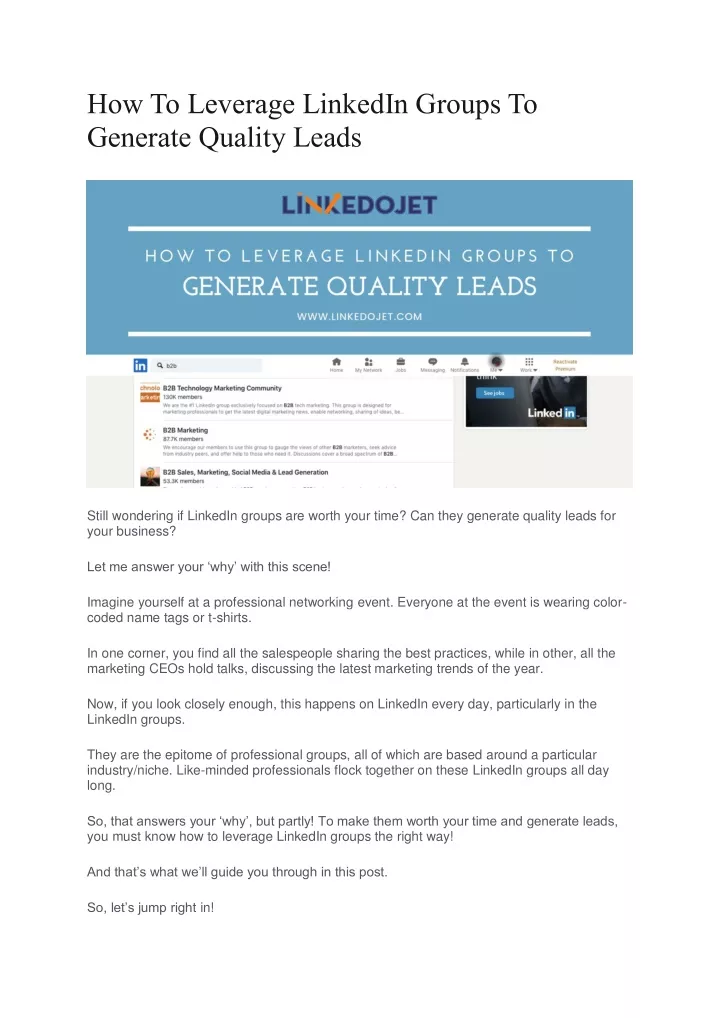 how to leverage linkedin groups to generate