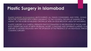 Plastic Surgery in Islamabad