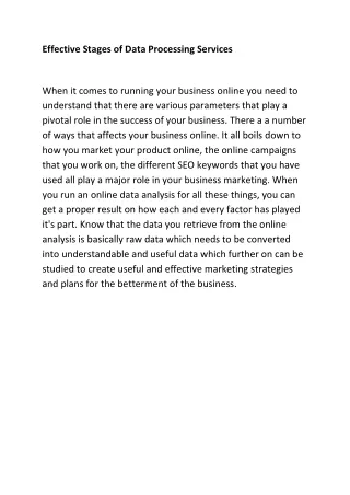 effective stages of data processing services