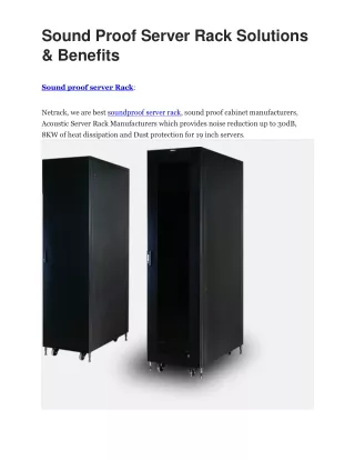 sound proof server rack solutions benefits