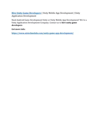 hire unity game developers unity mobile