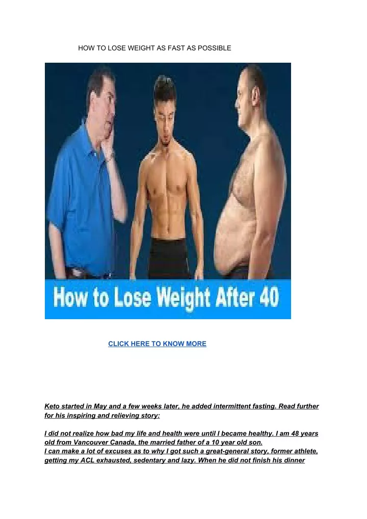 how to lose weight as fast as possible