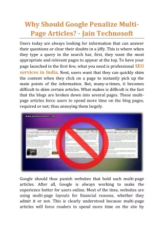 why should google penalize multi page articles