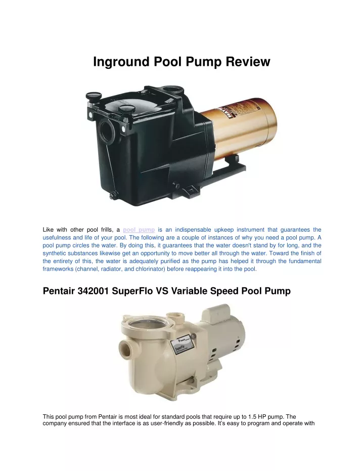 inground pool pump review