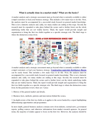 what is actually done in a market study what