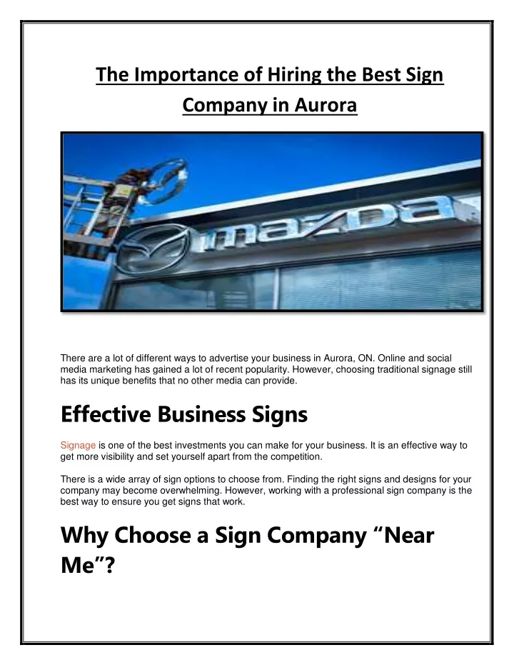 the importance of hiring the best sign company