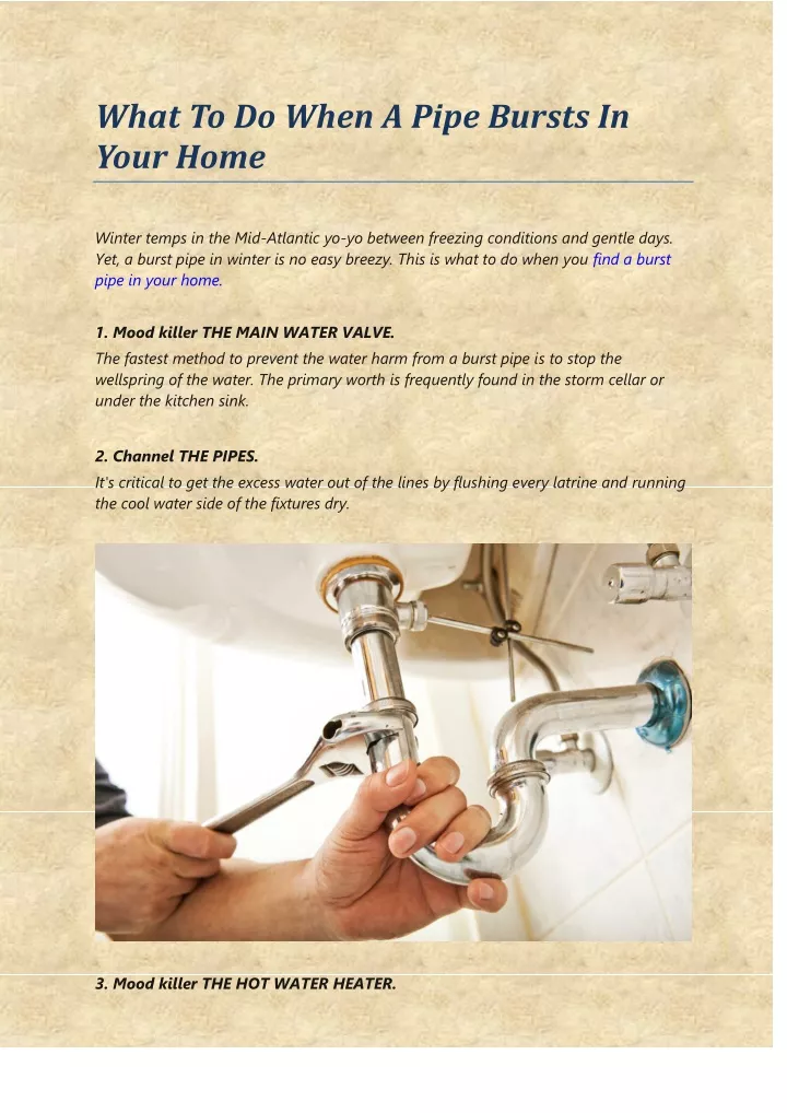 what to do when a pipe bursts in your home