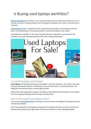 Is Buying used laptops worthless?