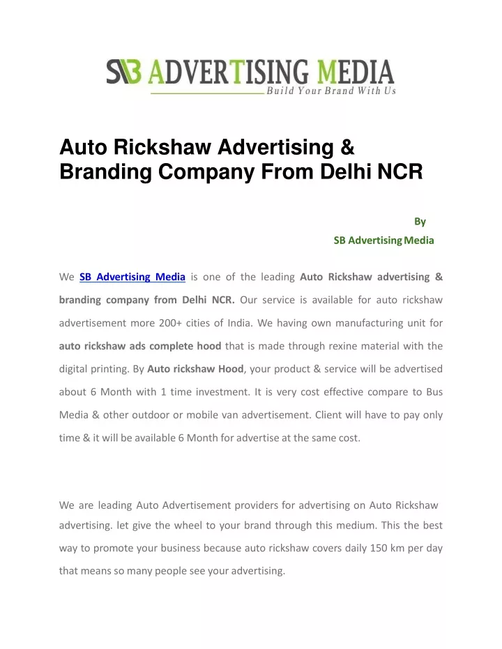 auto rickshaw advertising branding company from delhi ncr