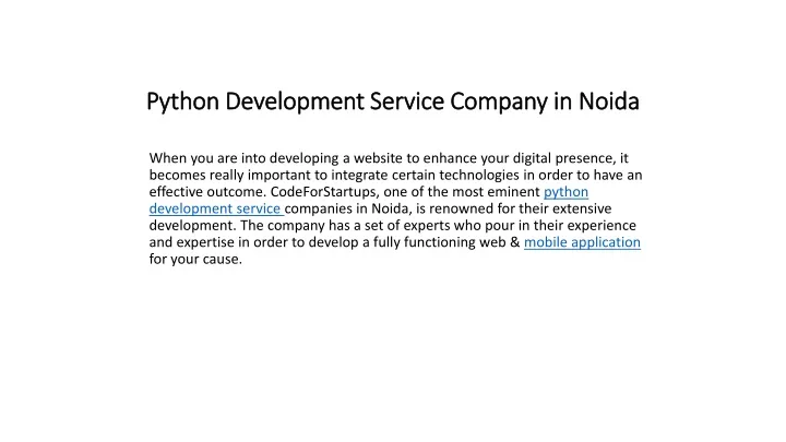 python d evelopment service company in noida