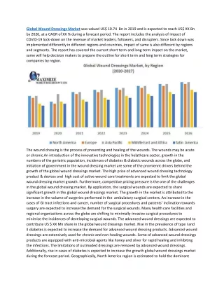 global wound dressings market was valued