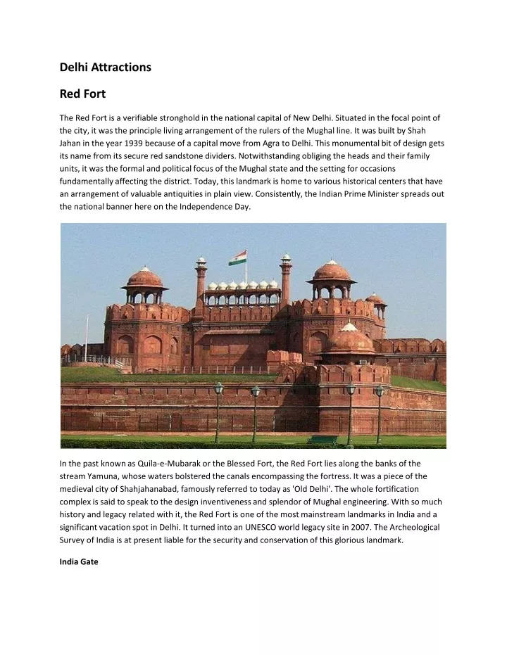 delhi attractions red fort the red fort