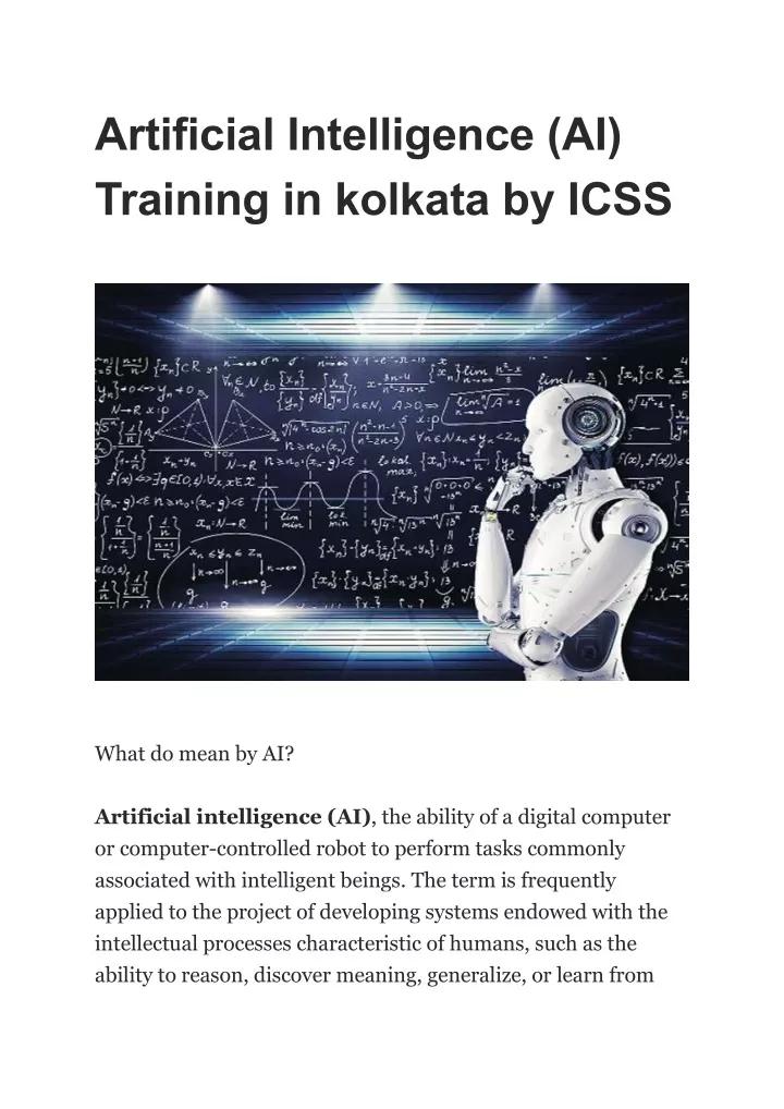 artificial intelligence ai training in kolkata