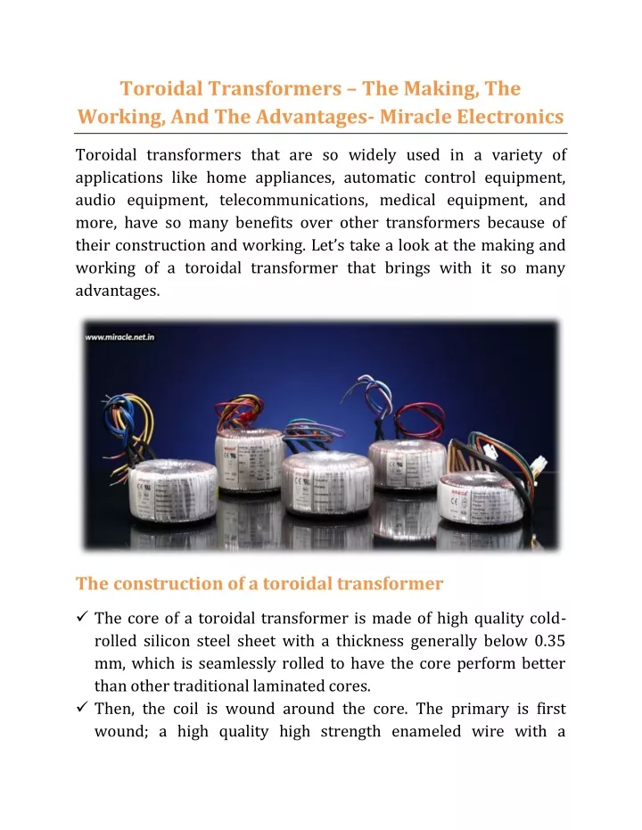 toroidal transformers the making the working