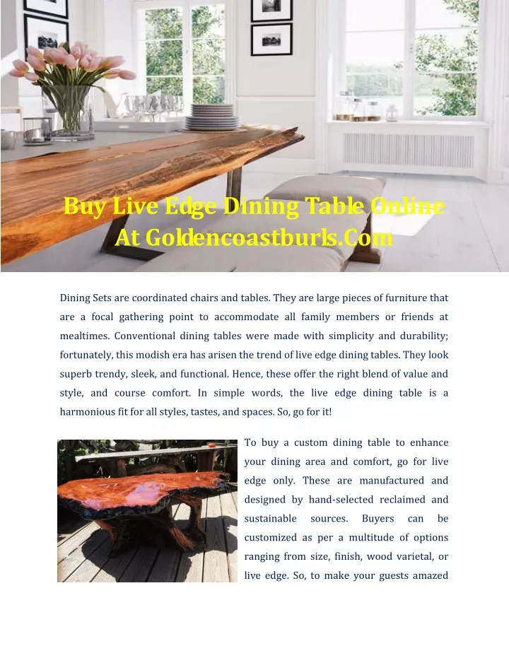 buy live edge dining table online