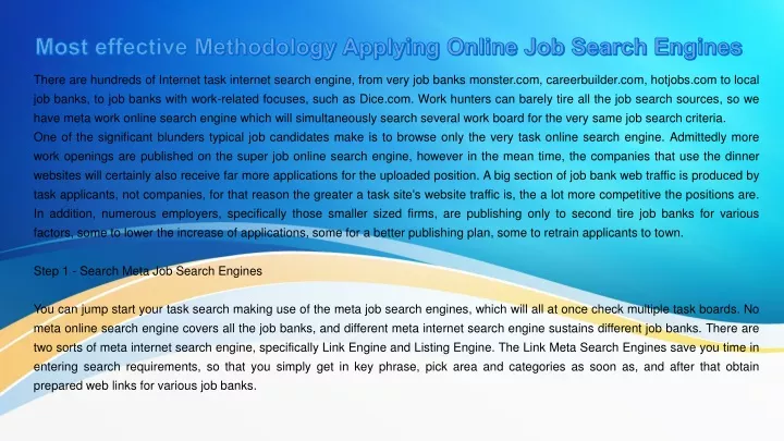 most effective methodology applying online job search engines