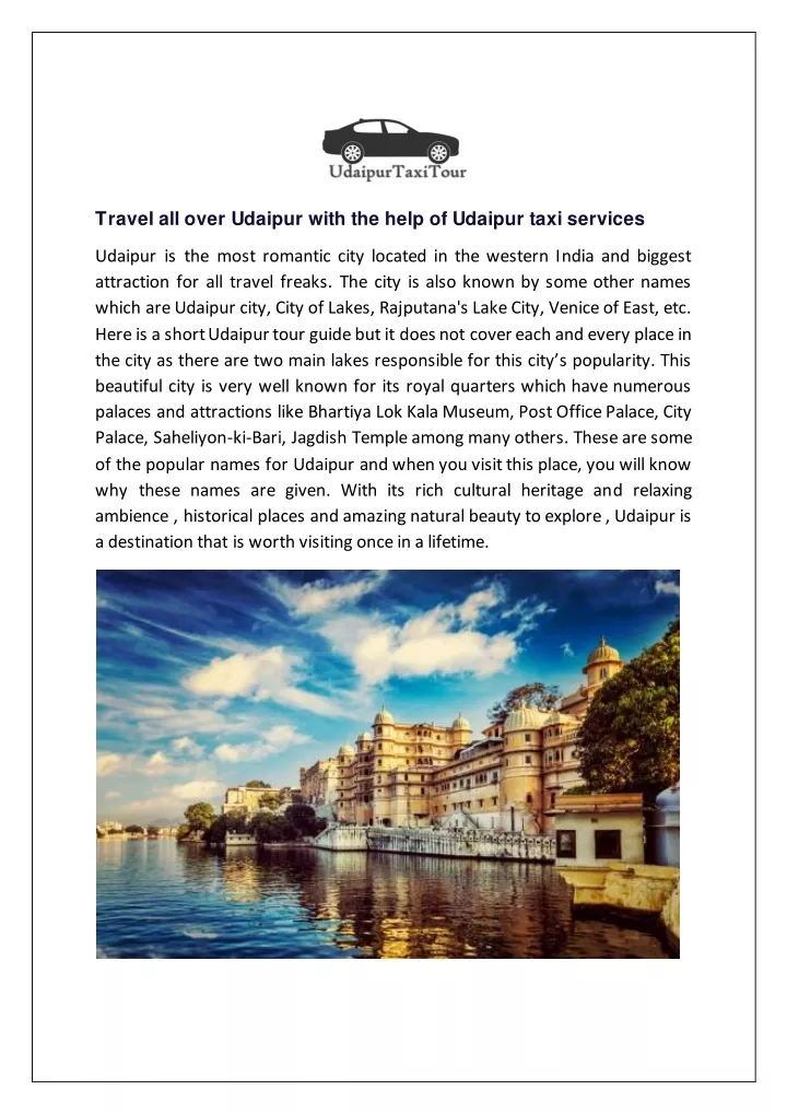travel all over udaipur with the help of udaipur