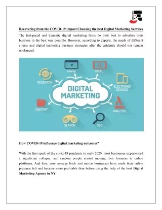 Recovering from the COVID-19 impact Choosing the best Digital Marketing Services
