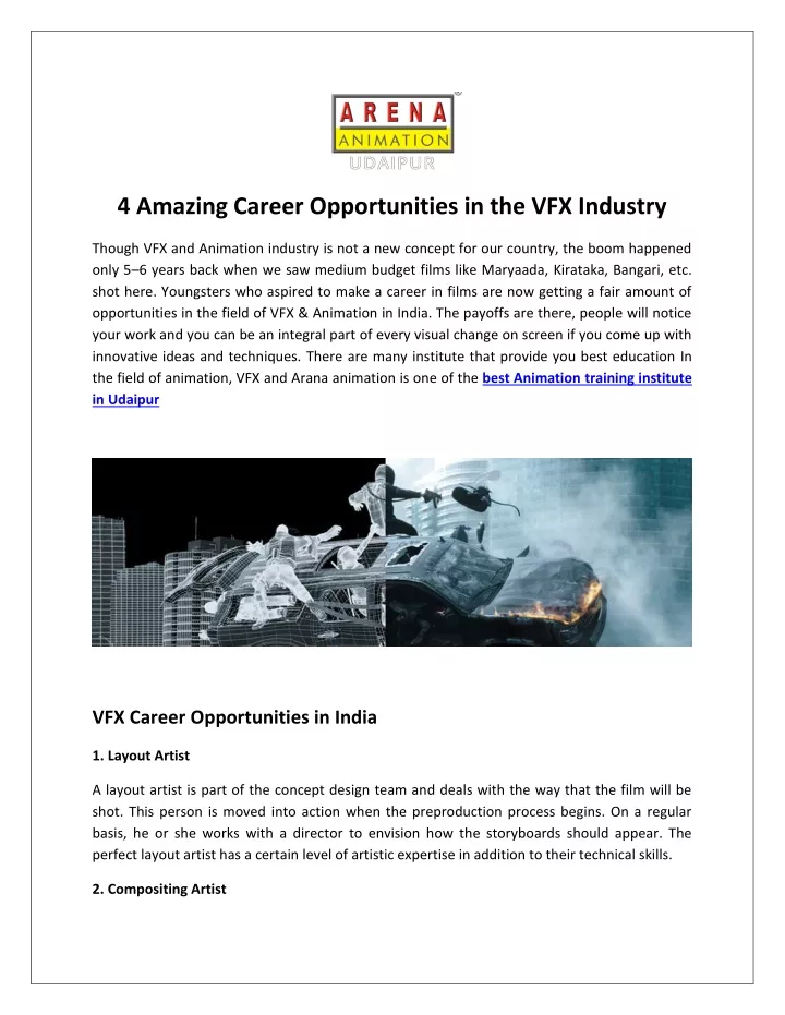 4 amazing career opportunities in the vfx industry