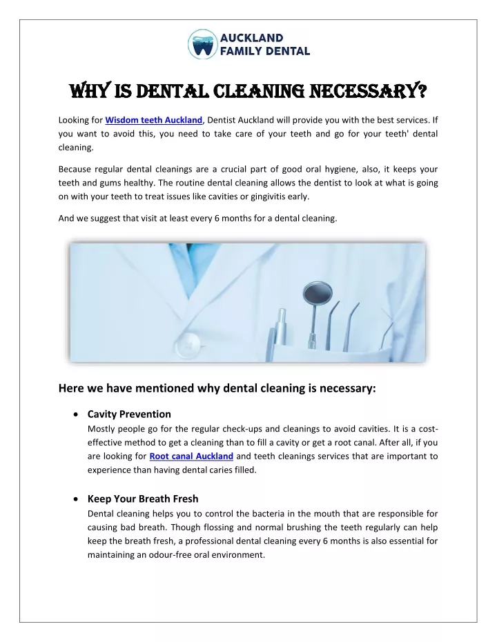 why is dental cleaning necessary why is dental