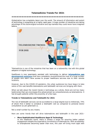 telemedicine trends for 2021