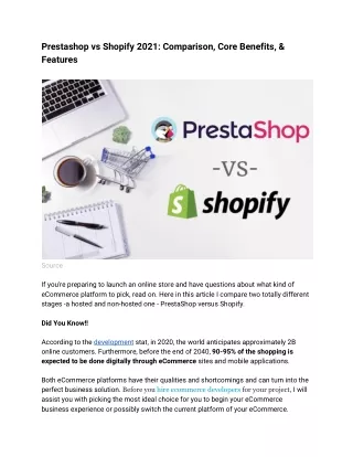 prestashop vs shopify 2021 comparison core