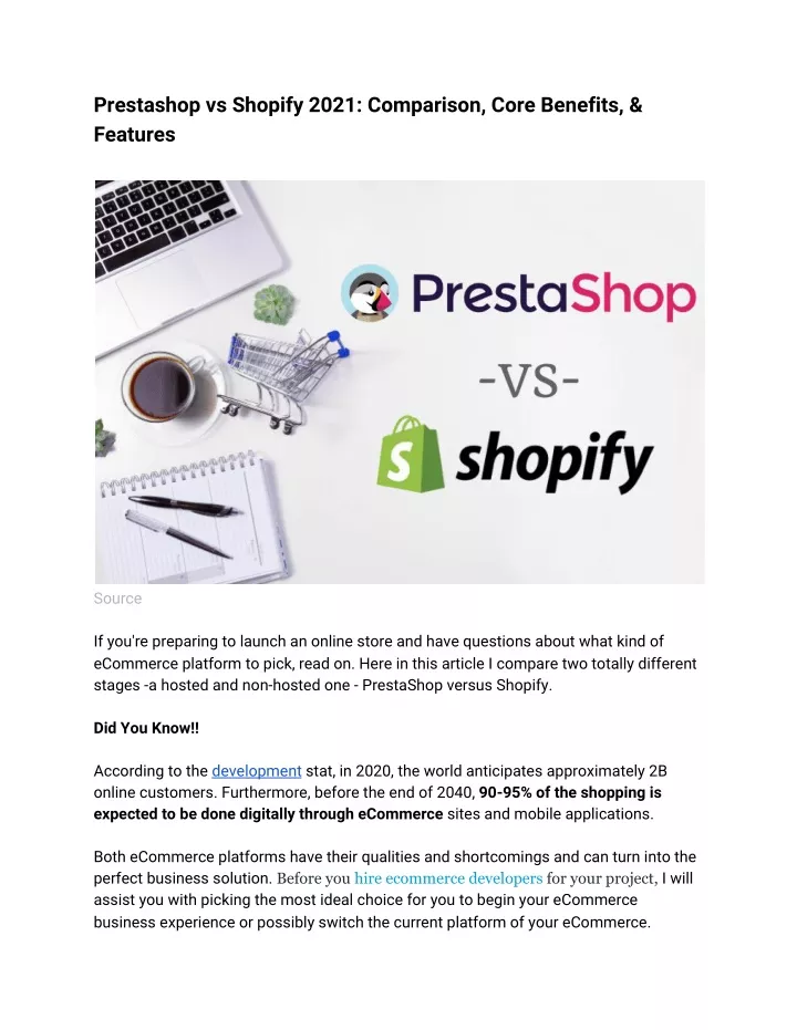 prestashop vs shopify 2021 comparison core
