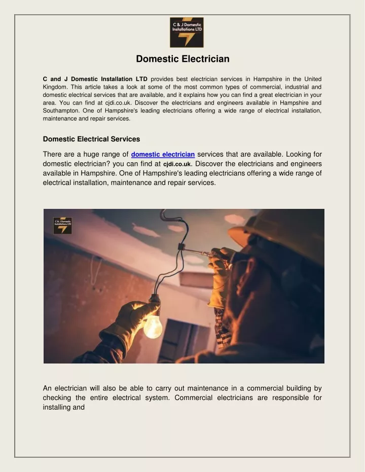 domestic electrician