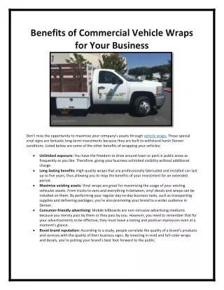 benefits of commercial vehicle wraps for your