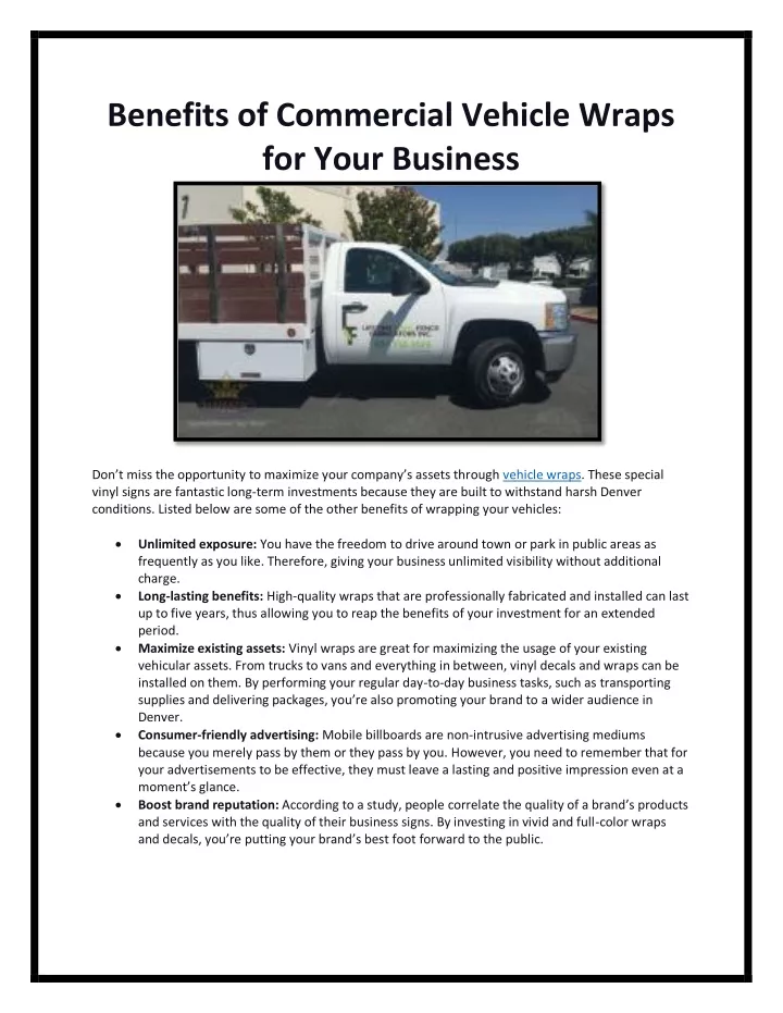 benefits of commercial vehicle wraps for your