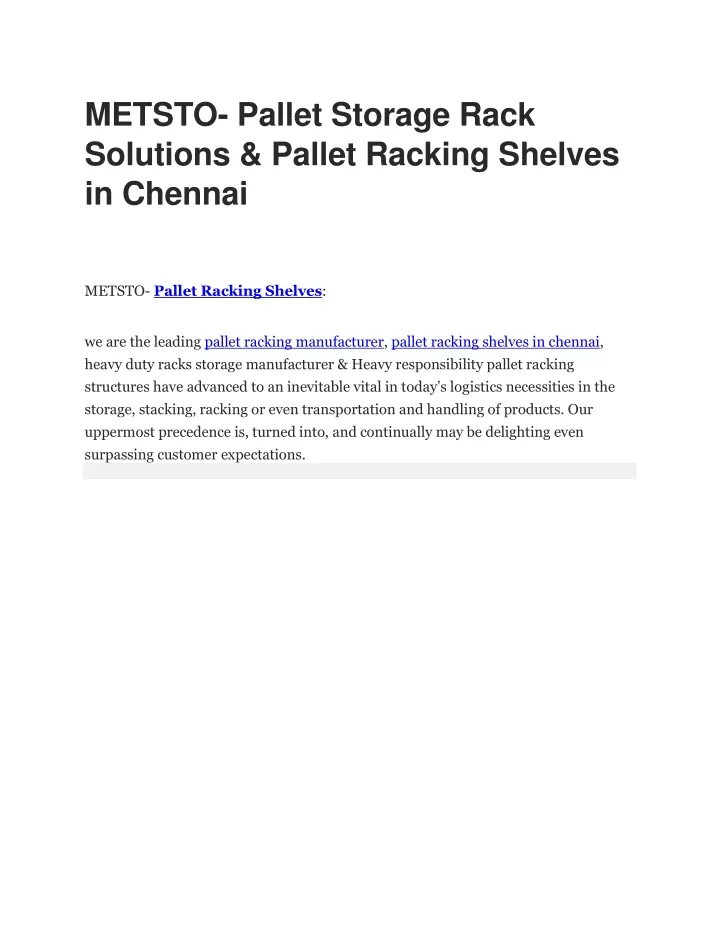 metsto pallet storage rack solutions pallet