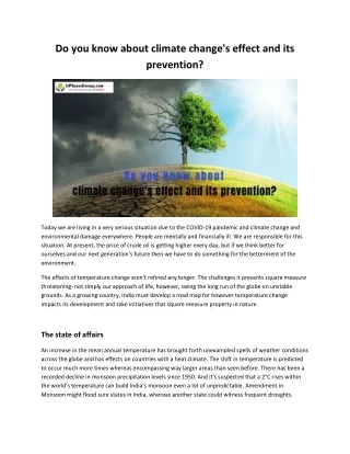 Do you know about climate change's effect and its prevention?