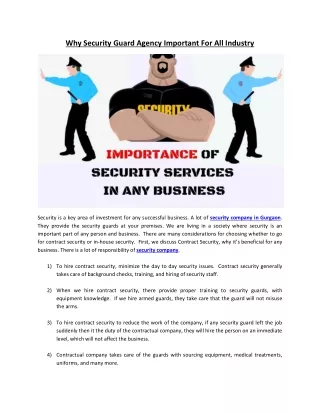 why security guard agency important