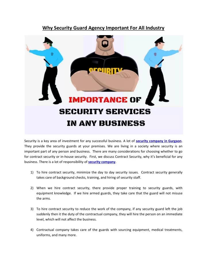 why security guard agency important