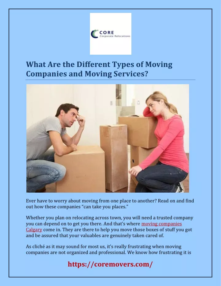 what are the different types of moving companies