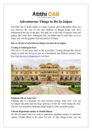 Adventurous Things to Do In Jaipur