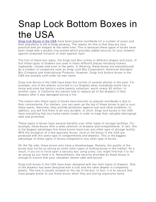 snap lock bottom boxes in the usa snap lock boxes