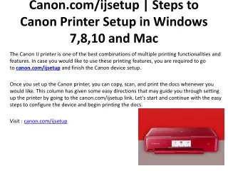Canon.com/ijsetup | Steps to Download and Install Drivers or Setup