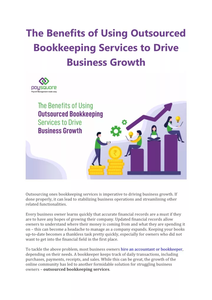 the benefits of using outsourced bookkeeping