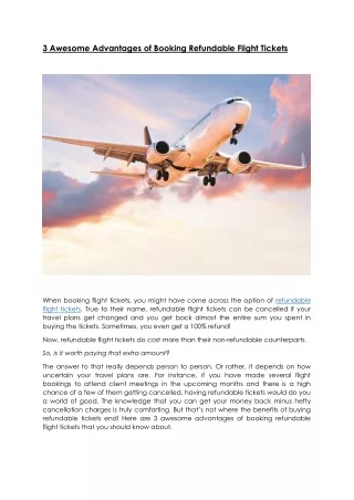 3 awesome advantages of booking refundable flight
